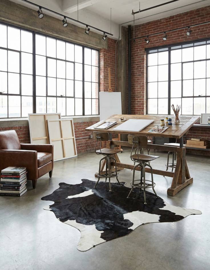 Detail image of 5' 3 x 6' 9 Cowhide Leather Rug