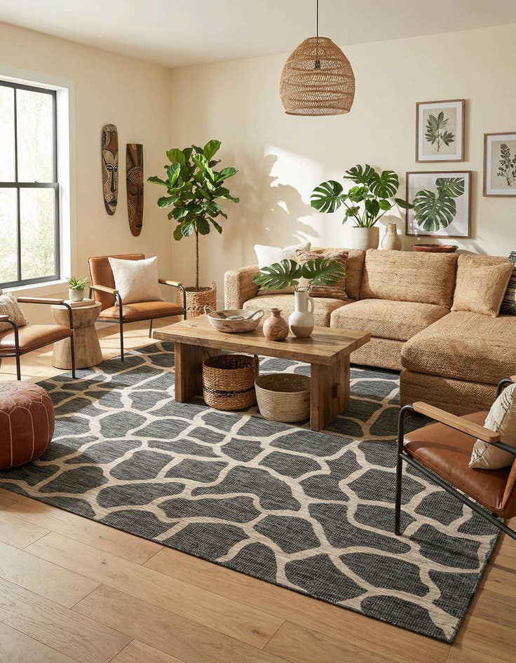 Detail image of 7' 10 x 11'  Washable Safari Indoor / Outdoor Rug