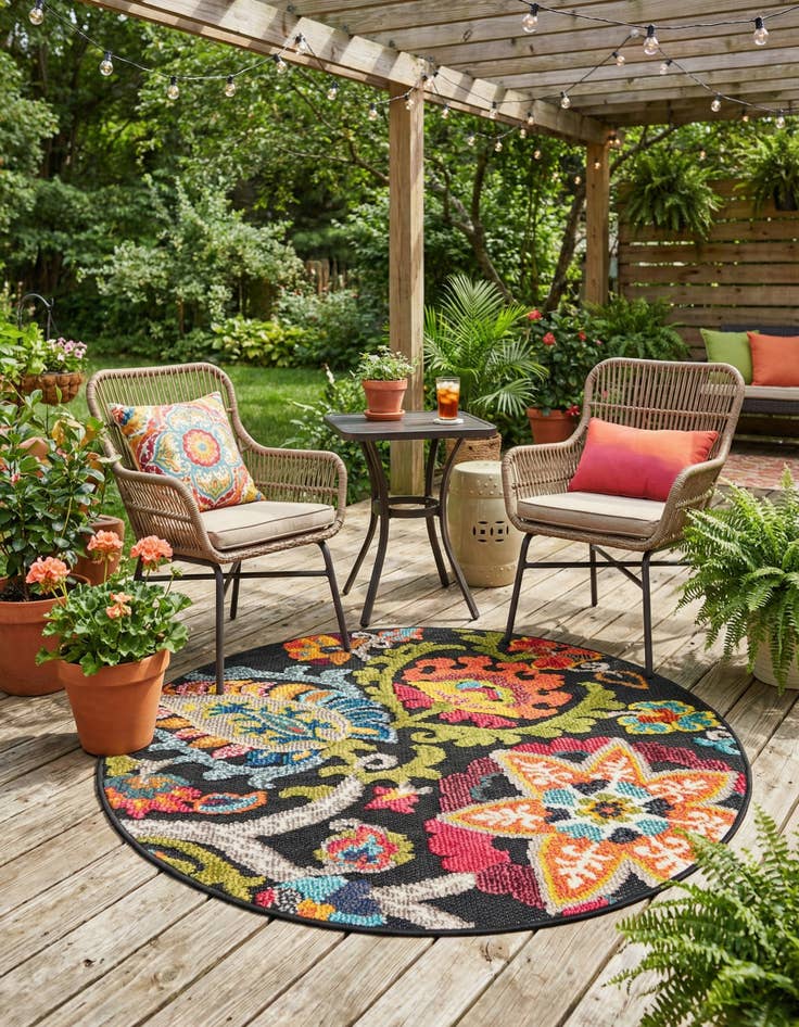 Detail image of 3' x 3'  Washable Casablanca Indoor / Outdoor Round Rug
