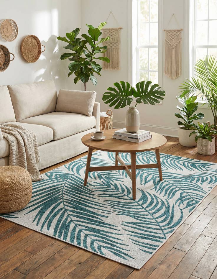 Detail image of 7' x 10'  Washable Botanical Indoor / Outdoor Rug