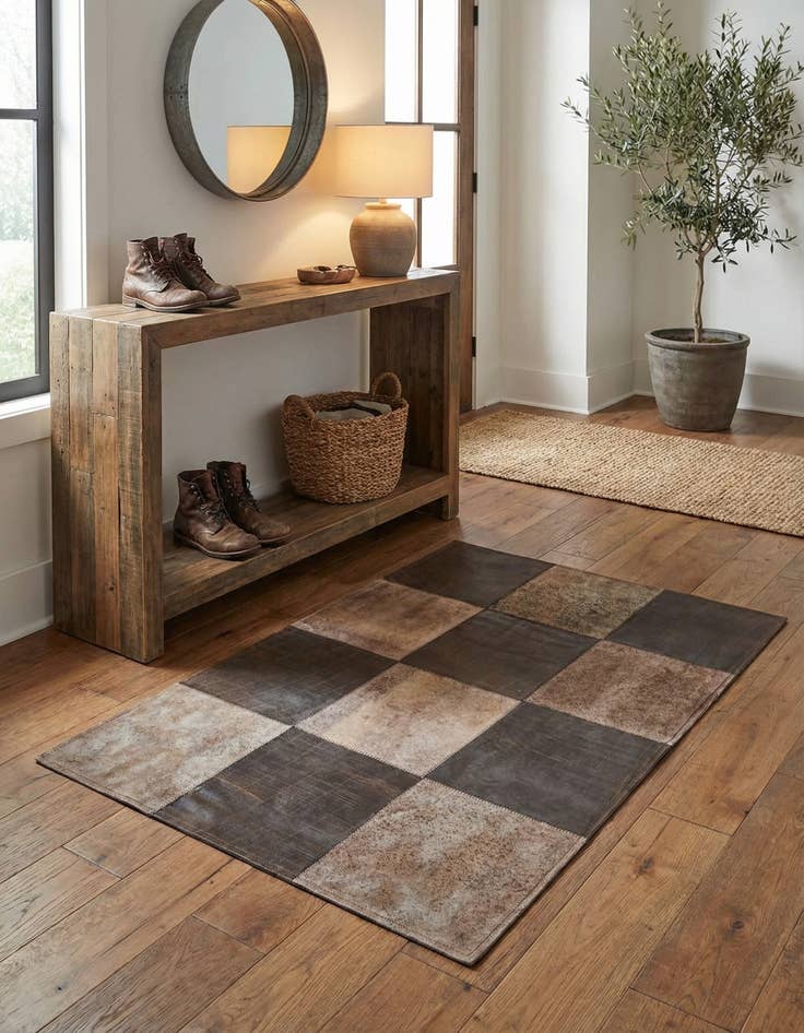 Detail image of 2' 1 x 3' 1 Cowhide Leather Rug