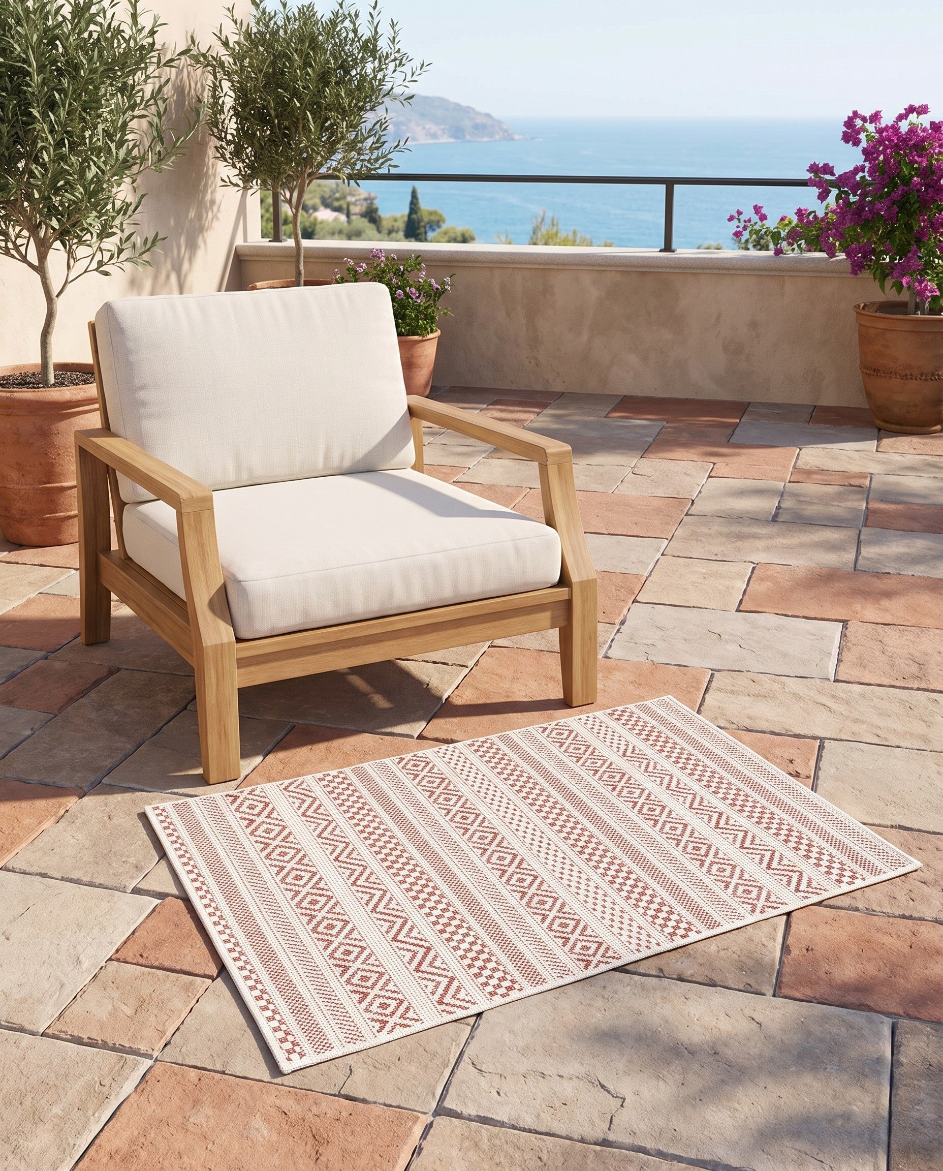 2' x 3' Easy-Clean Striped Indoor / Outdoor Rug