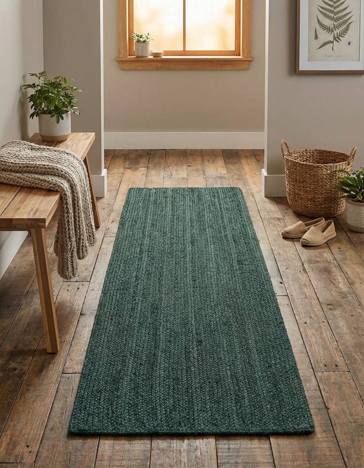 Detail image of 2' x 6' 1  Hand Braided Jute Runner Rug