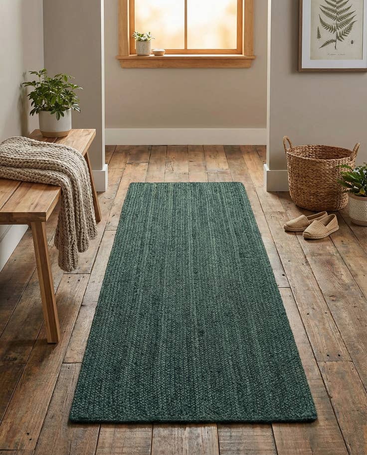 Detail image of 2' x 6' 1 Handmade Braided Jute Runner Rug