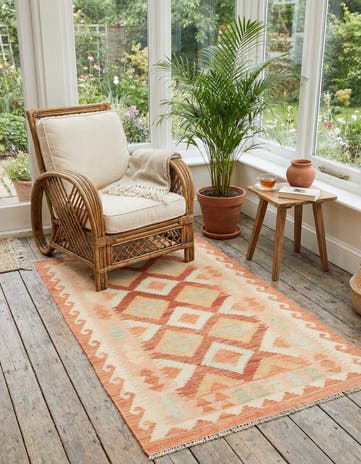2' 5 x 4' 4 Hand Woven Kilim Waziri Wool Rug