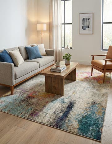 Beige Washable Theia Rug