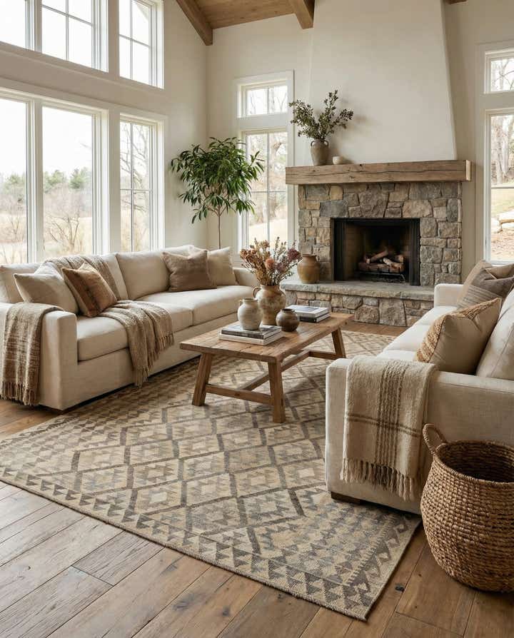 6' 11 x 9' 11 Hand Woven Kilim Maymana Wool Rug