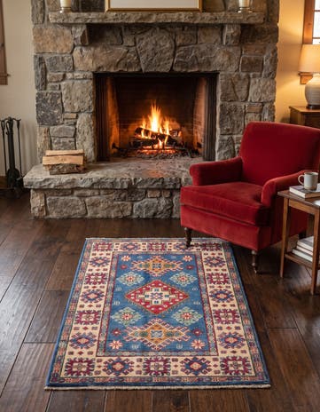 2' 9 x 4' 3 Hand Knotted Kazak Rug