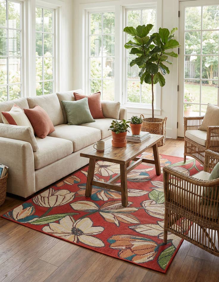 Detail image of  5' 3 x 8'  Washable Baja Indoor / Outdoor Rug