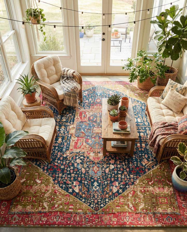 9' x 12' Easy-Clean Traditional Indoor / Outdoor Rug