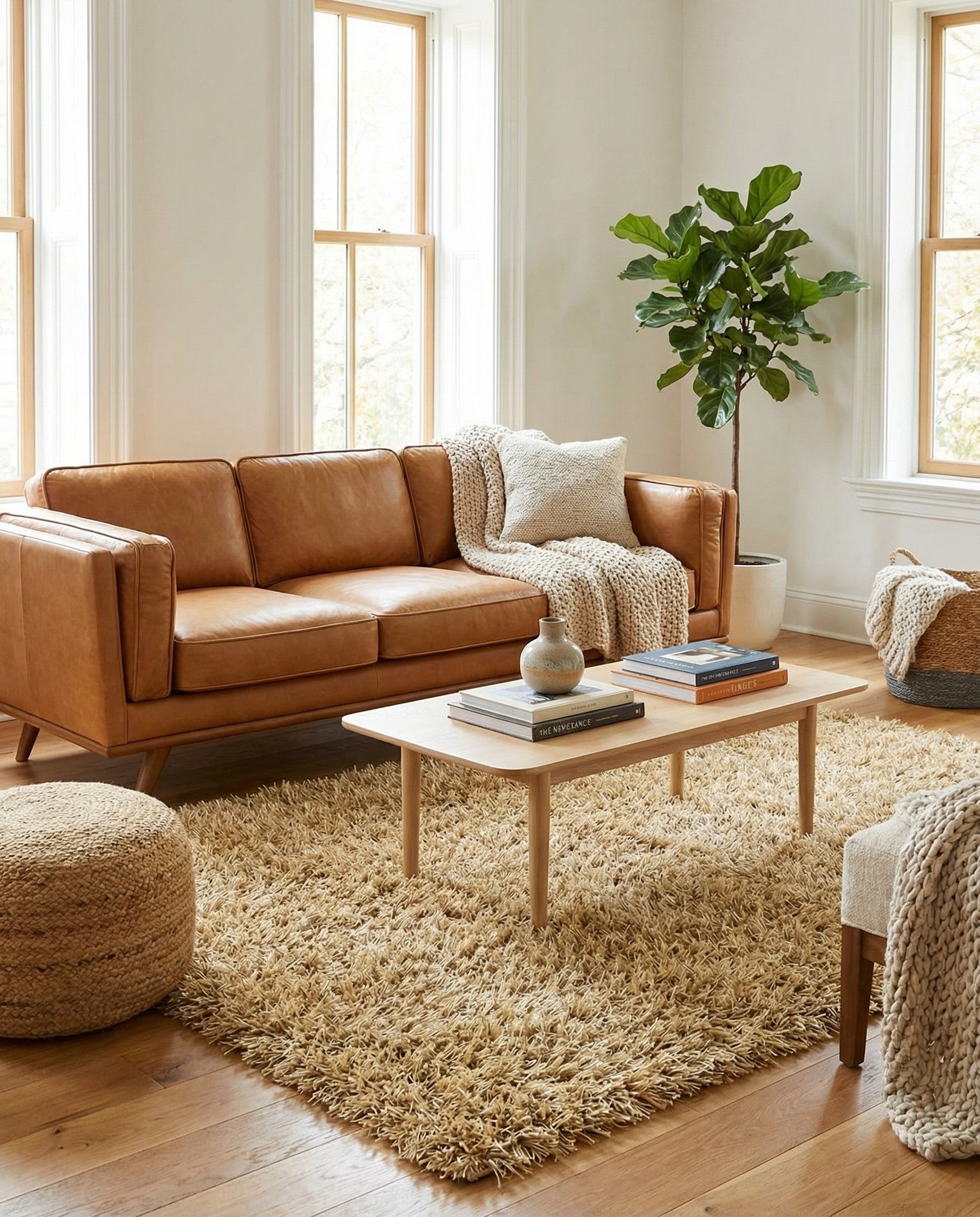  3' 2 x 5' 4  Hand Knotted Solid Shag Oriental Rug