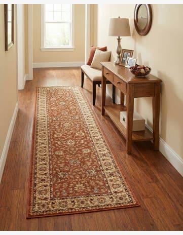 Brick Red Light Rose Aditi Runner Rug