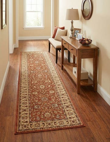 Brick Red Light Rose Classic Agra Runner Rug