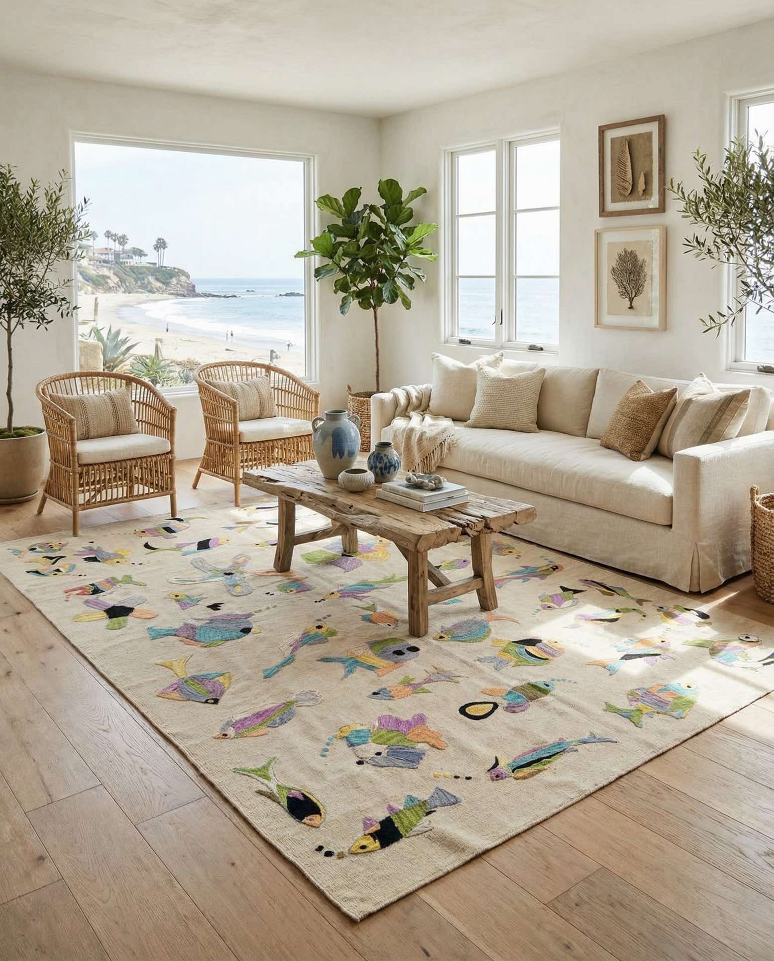 5' 9 x 7' 3 Hand Woven Kilim Suzani Wool Rug