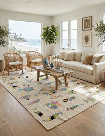 5' 9 x 7' 3 Hand Woven Kilim Suzani Wool Rug