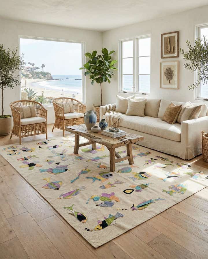 5' 9 x 7' 3 Hand Woven Kilim Suzani Wool Rug