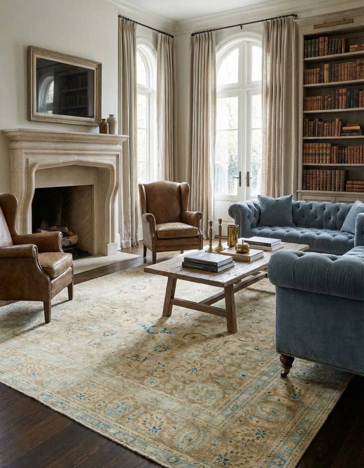 Detail image of 7' 6 x 11'  Hand Knotted Ultra Vintage Persian Wool Rug