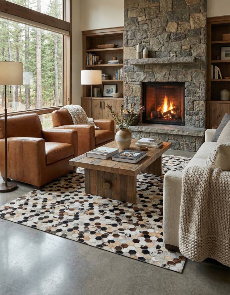 Detail image of  5' x 7' 10 Cowhide Leather Rug