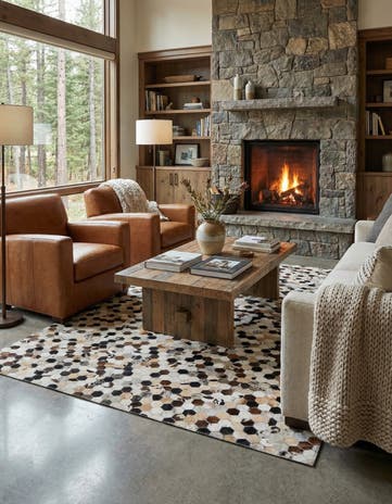 5' x 7' 10 Cowhide Leather Rug