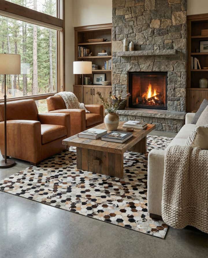 5' x 7' 10 Cowhide Leather Rug