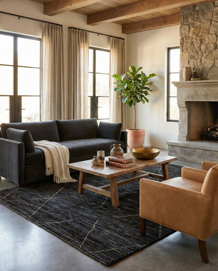 Detail image of 5' 2 x 7' 7 Hand Knotted Moroccan Wool Rug