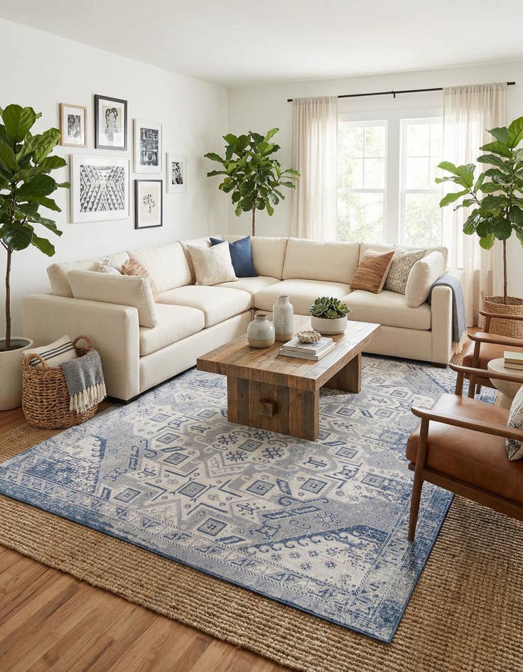 Detail image of  9' x 12'  Washable Aztec Indoor / Outdoor Rug