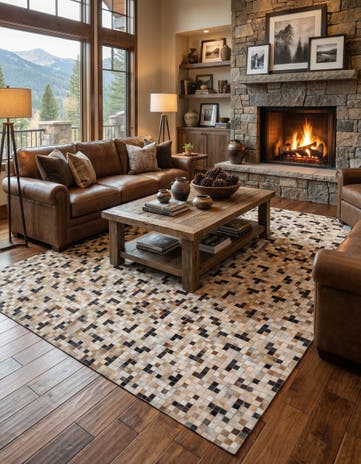 8' 1 x 9' 10 Cowhide Leather Rug
