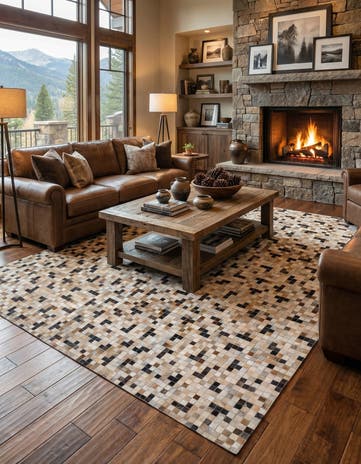 8' 1 x 9' 10 Cowhide Leather Rug