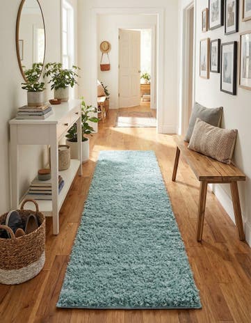 Turquoise Everyday Shag Runner Rug