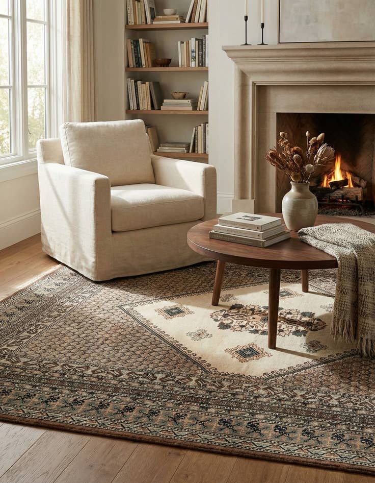 Detail image of 5' 7 x 7' 11  Hand Knotted Lahour Oriental Wool Rug