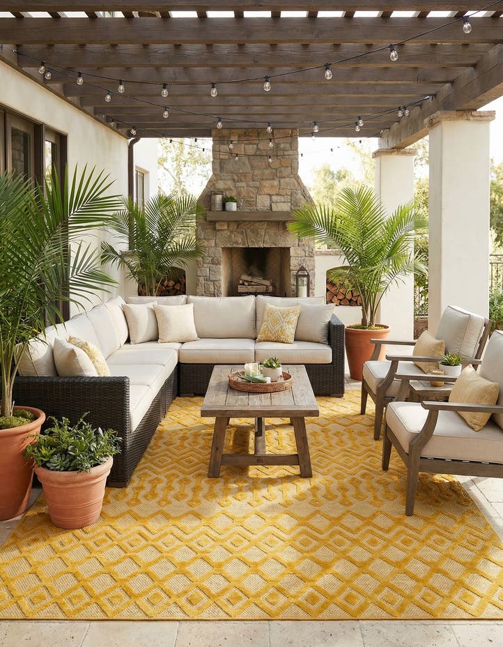 9' x 12' Easy-Clean Trellis Textured Indoor...