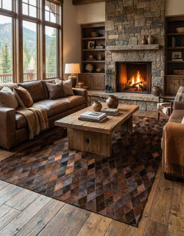 5' 7 x 7' 11 Cowhide Stocks Rug