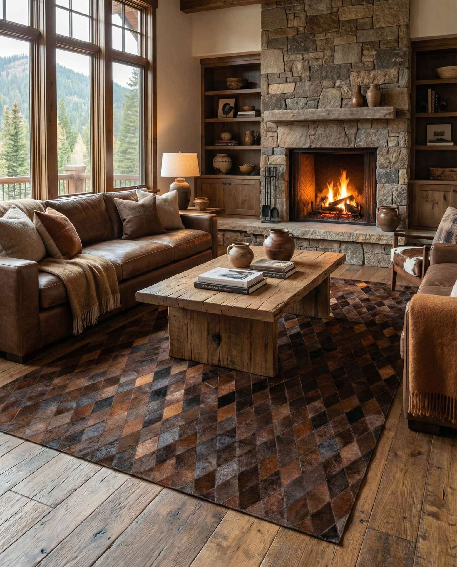 5' 7 x 7' 11 Cowhide Stocks Rug