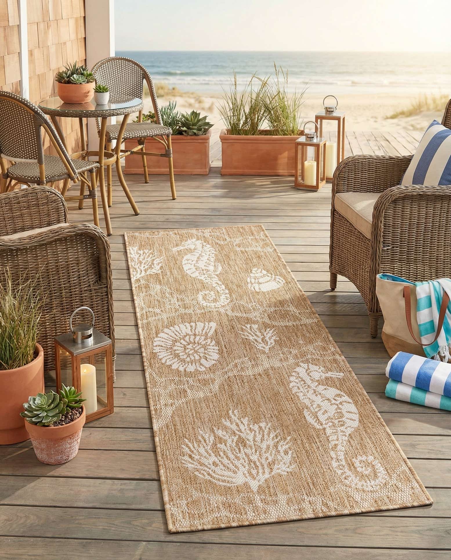 2' x 5' 3 Easy-Clean Coastal Indoor / Outdoor Runner Rug