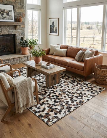 5' 1 x 7' 10 Cowhide Leather Rug