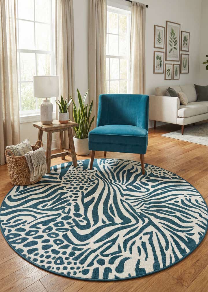 6' x 6' Easy-Clean Safari Indoor / Outdoor Round Rug