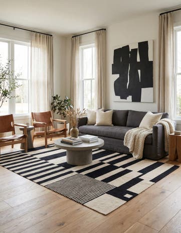 4' 8 x 6' 4 Hand Woven Kilim Modern Wool Rug