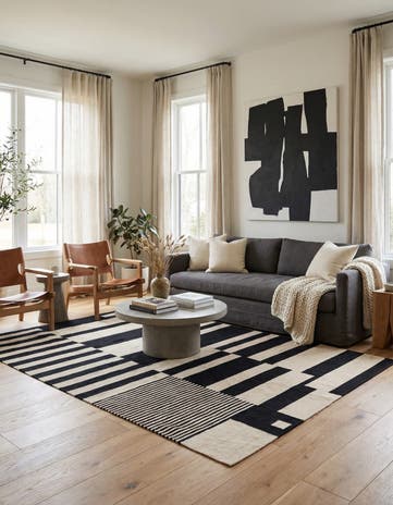 4' 8 x 6' 4 Hand Woven Kilim Modern Wool Rug