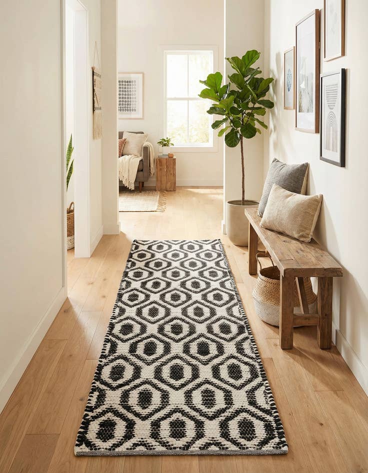 Detail image of 2' 7 x 10'  Hand Woven Chindi Jute Runner Rug