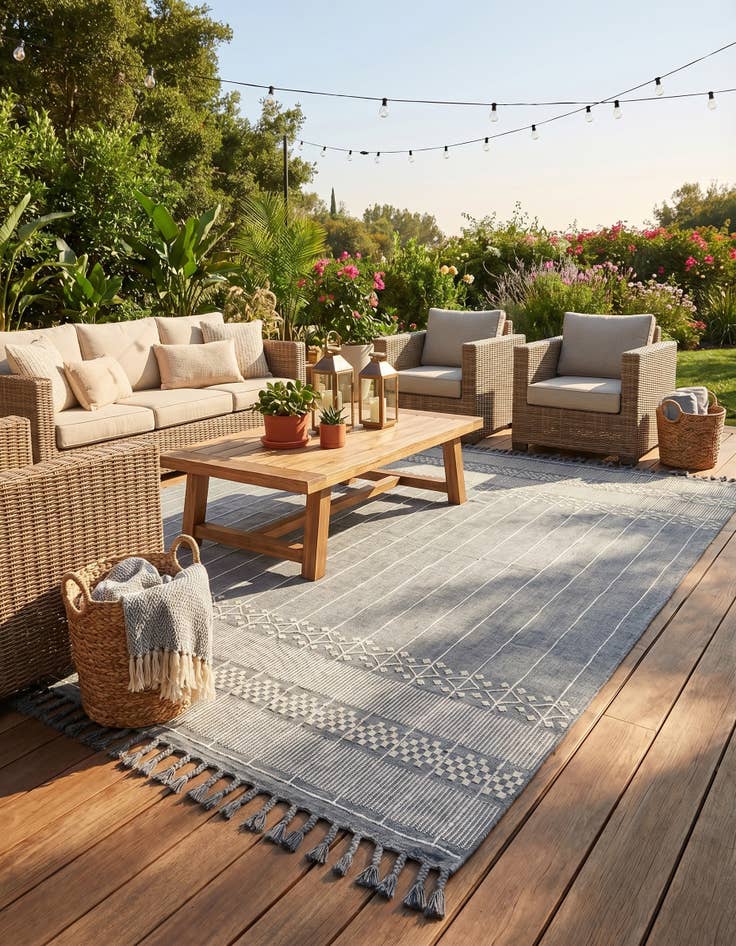 Detail image of 10' x 14' 1 Easy-Clean Eco Bohemian Indoor / Outdoor Rug