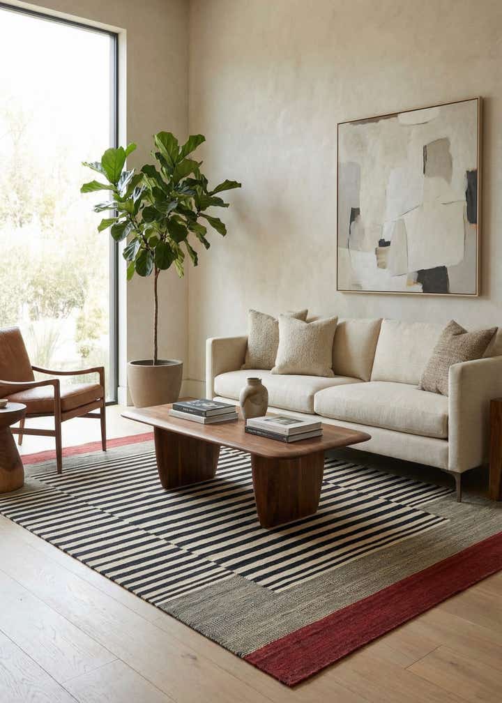 4' 4 x 5' 9 Hand Woven Kilim Modern Wool Rug