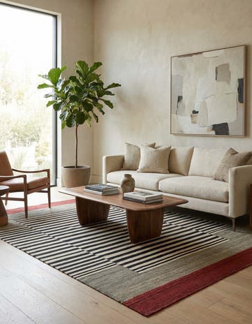 4' 4 x 5' 9 Hand Woven Kilim Modern Wool Rug