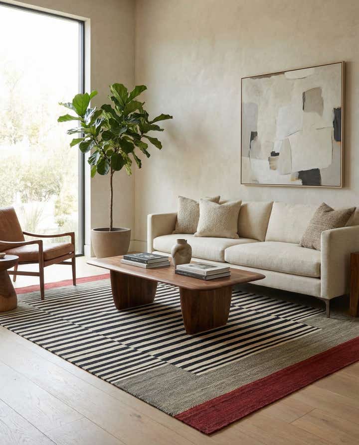 4' 4 x 5' 9 Hand Woven Kilim Modern Wool Rug
