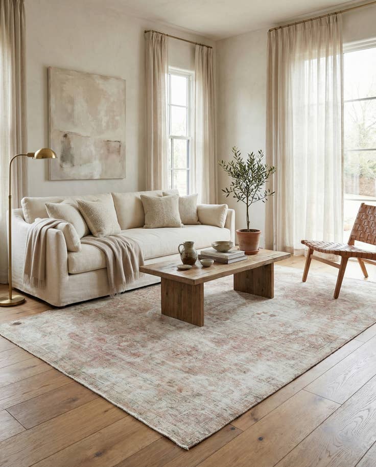 Detail image of 4' 10 x 8' Hand Knotted Ultra Vintage Persian Wool Rug