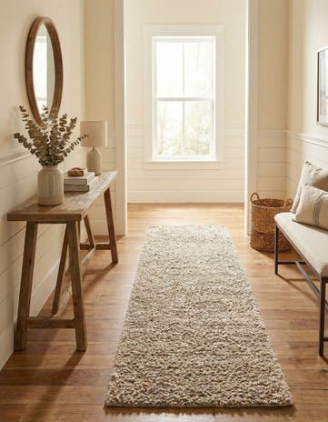 Taupe Hand Woven Haka Deluxe Shag Runner Rug