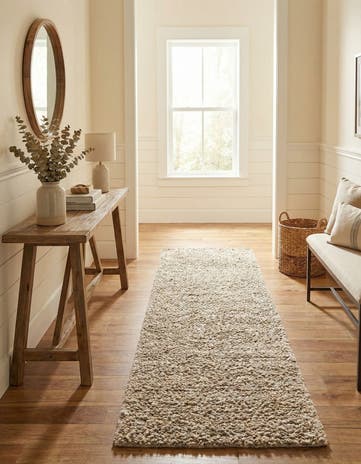 Taupe Hand Woven Haka Deluxe Shag Runner Rug