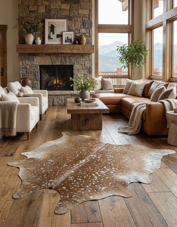 6' 5 x 6' 5 Cowhide Leather Freeform Rug