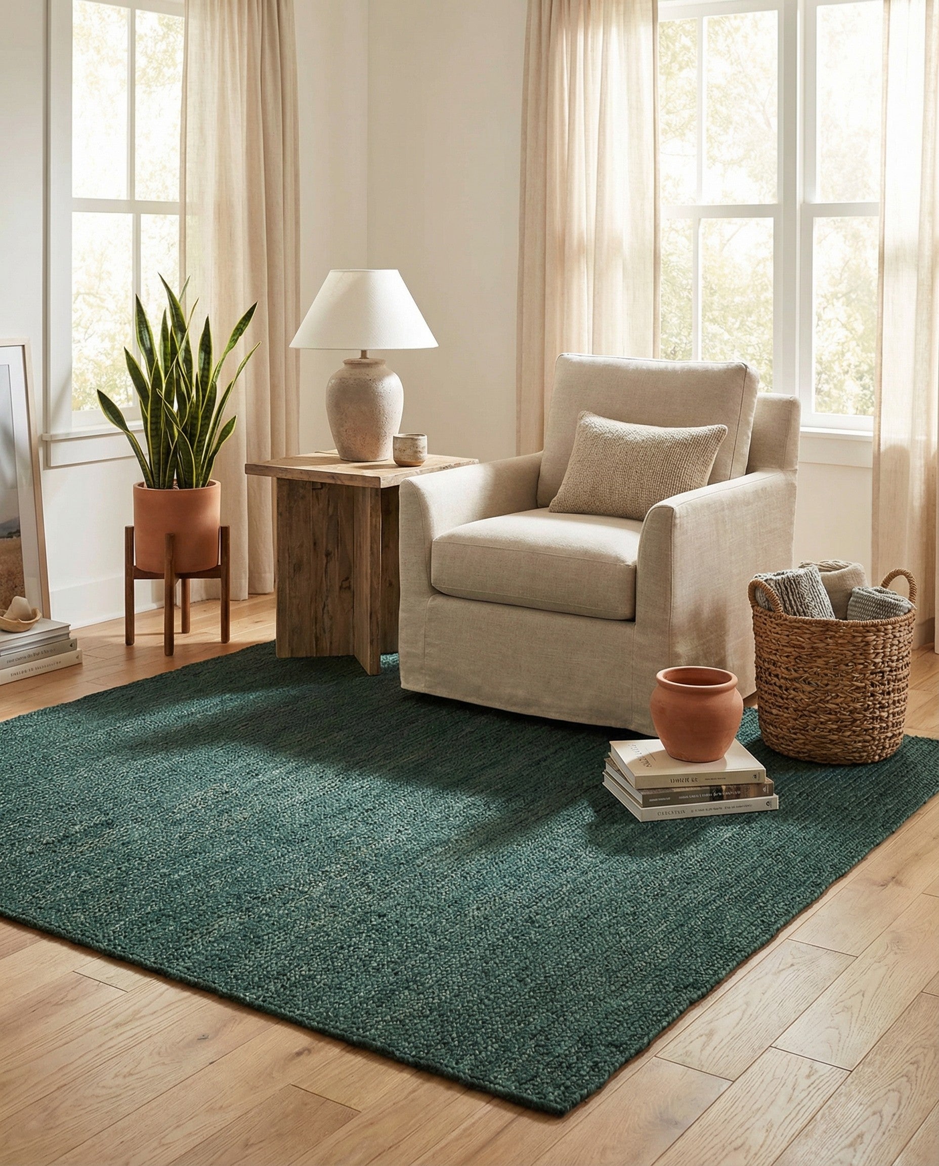  5' 3 x 5' 3  Hand Braided Jute Square Rug