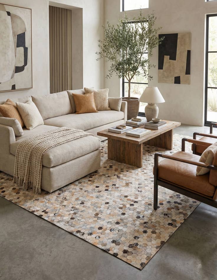 Detail image of 5' 4 x 7' 6 Cowhide Stocks Rug