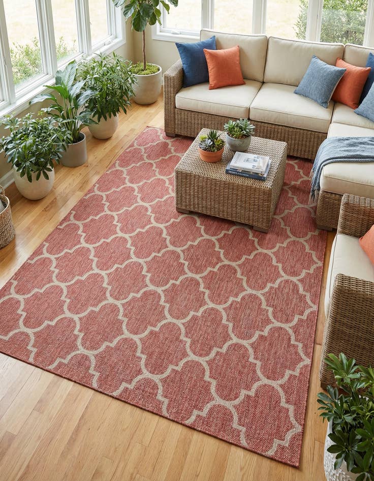 Detail image of 7' 10 x 11' Easy-Clean Trellis Indoor / Outdoor Rug